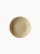 A top-down view on a shallow, round ceramic bowl with a speckled beige and light grey texture, on a plain white background.