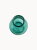 A top-down view on a translucent teal glass vase, featuring a rounded, bulbous body and a short, narrowed neck, on a plain white background.